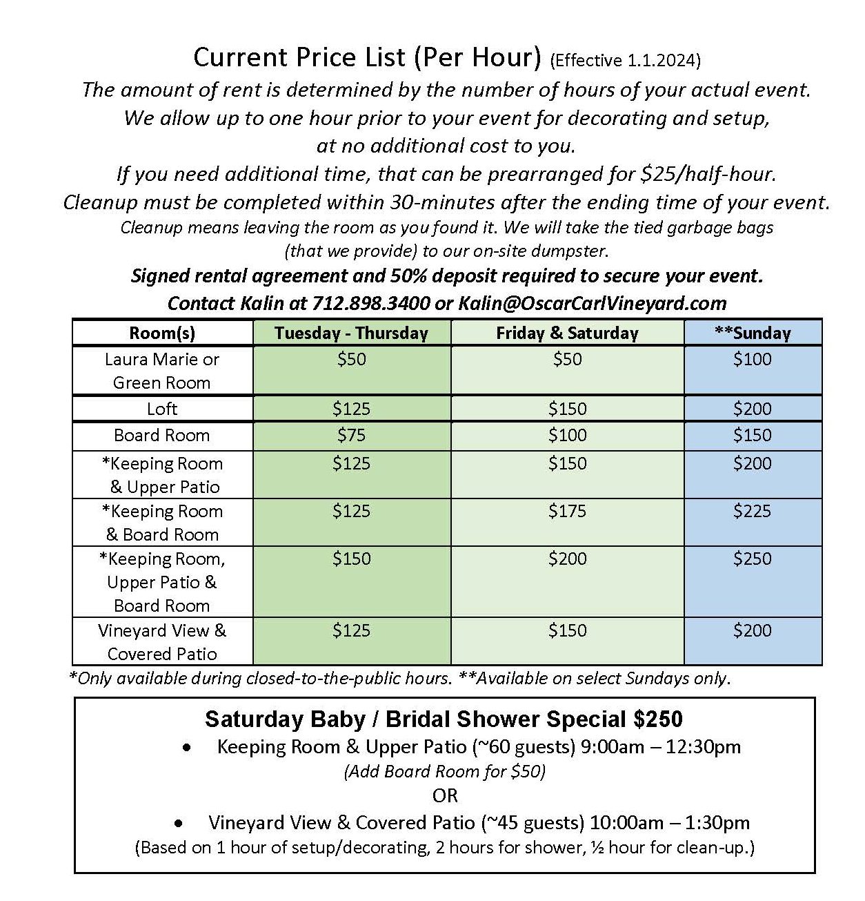 Oscar Carl Vineyard Venue 2024 Price List Oscar Carl Vineyard